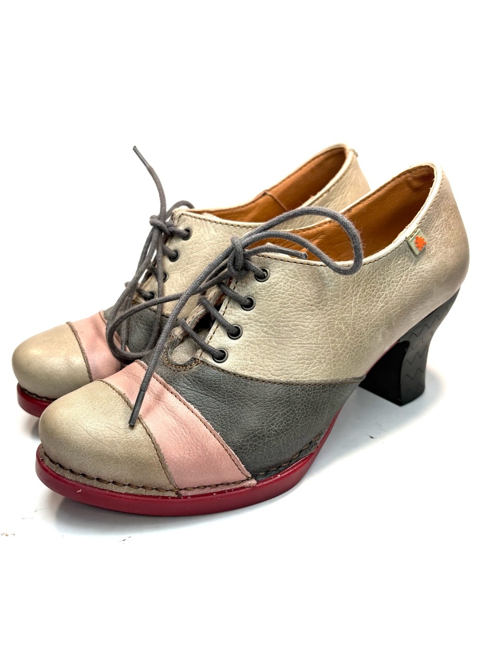 The ART Company Leather Colorblock Lace-Up Heeled Booties | 37
